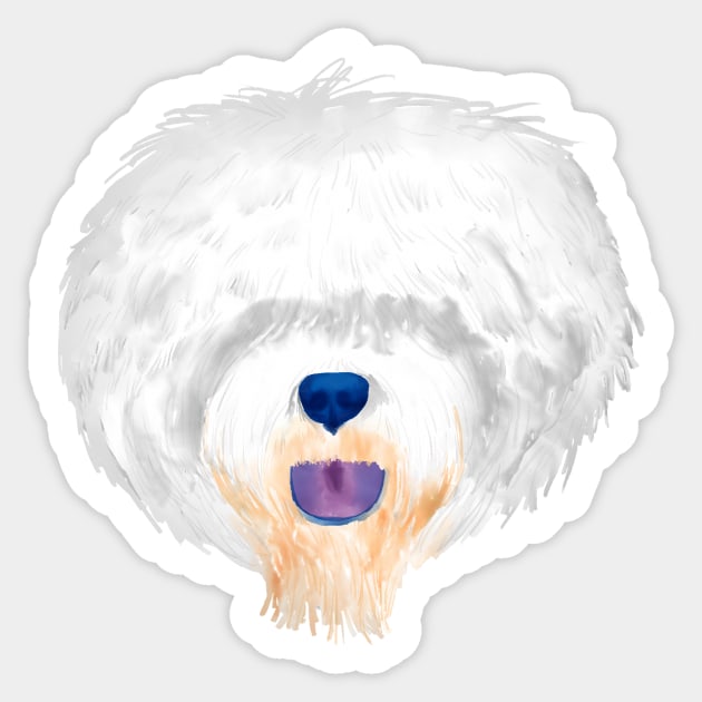 Old English Sheepdog dog face Sticker by ReaBelle